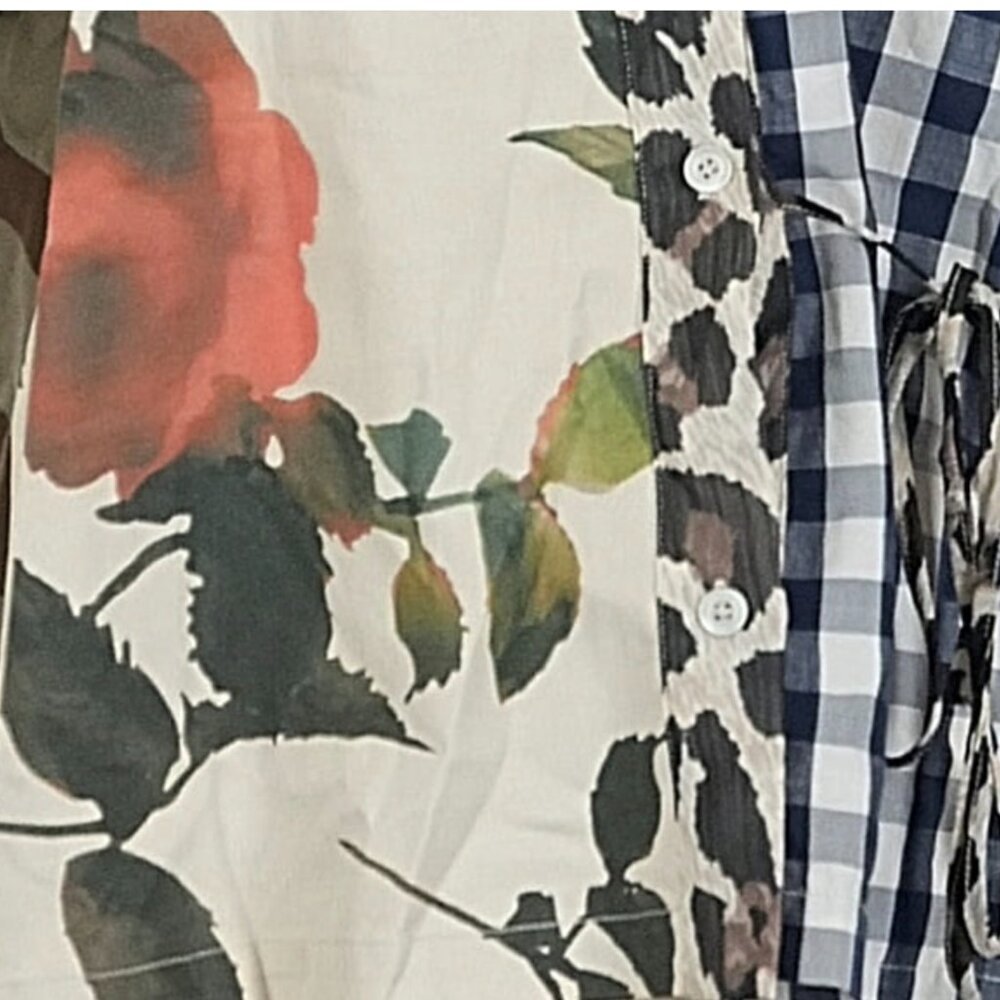 SEMICOUTURE Clarisse Patchwork Mixed Print Shirt Eclectic Italian Designer M 44 - Picture 11 of 15
